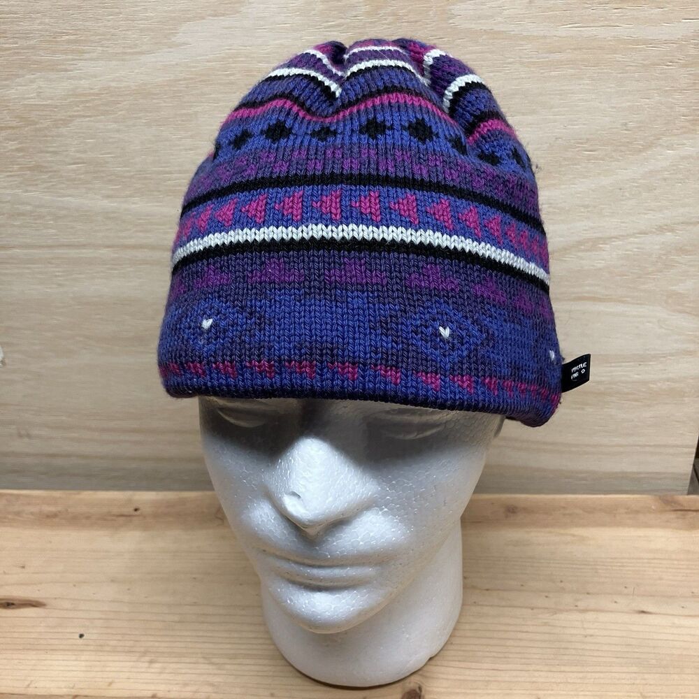Turtle Fur Wool Beanie Hat Cap Tassel Winter Skiing Purple Made In USA One Size